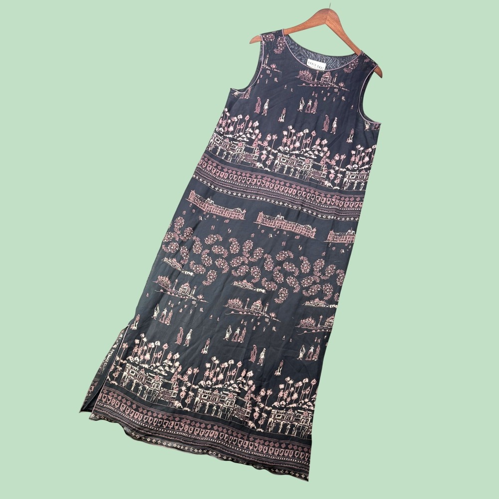 Vintage David Dart Collection Maxi Dress Women M Taj Mahal Architecture Rayon